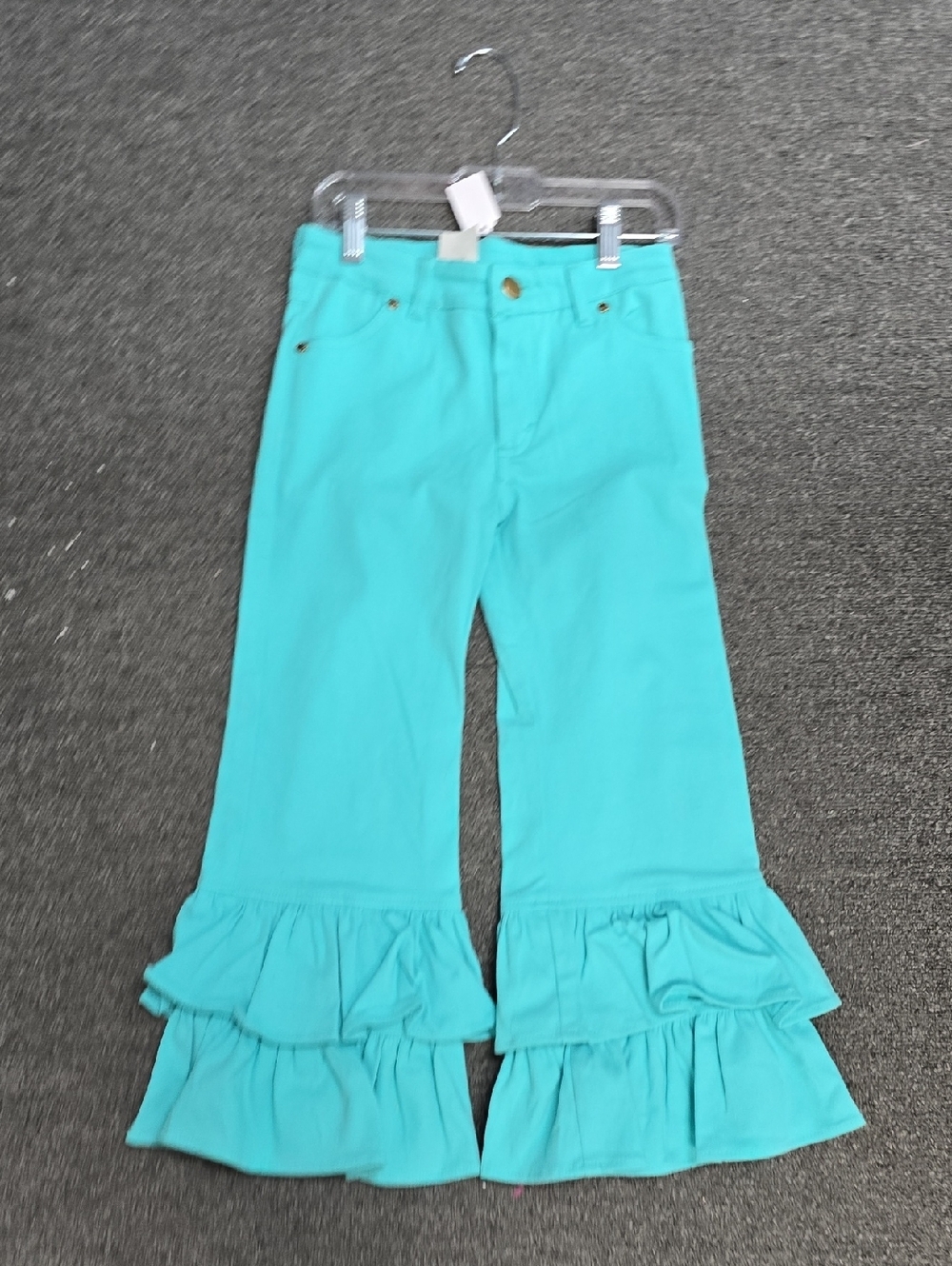 Persnickety Turquoise Ruffle Hem Girls Jeans